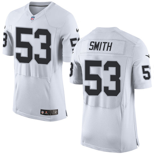 Men's Elite Malcolm Smith Nike Jersey White Road - #53 NFL Oakland Raiders